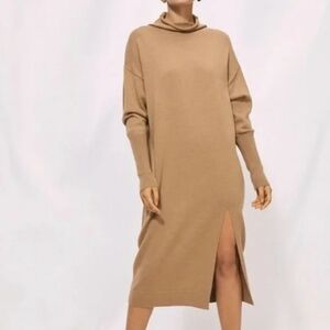 Wilfred Aritzia Tan Knit Turtleneck Dress Size S
